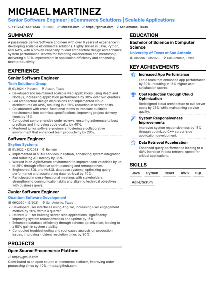 senior distributed systems engineer resume