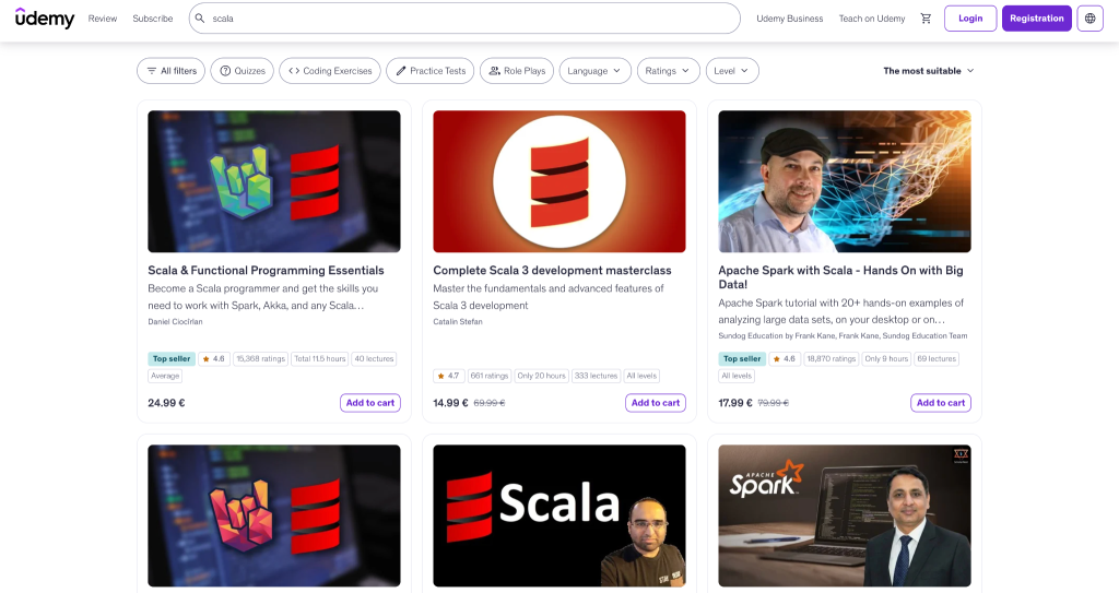 Udemy website