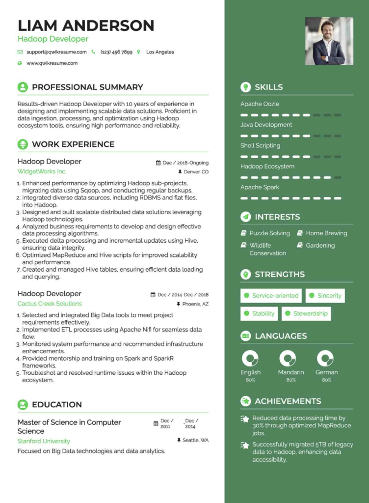 senior hadoop developer (7 to 10 years) resume